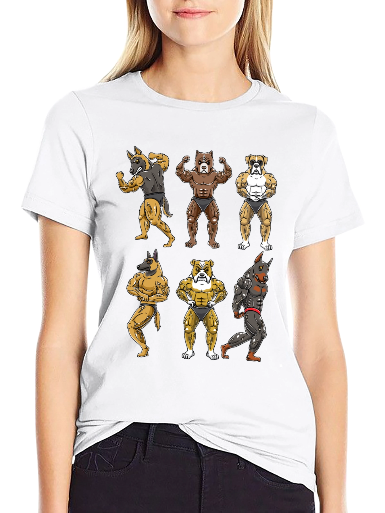 Muscled Dog Cartoon T-Shirt