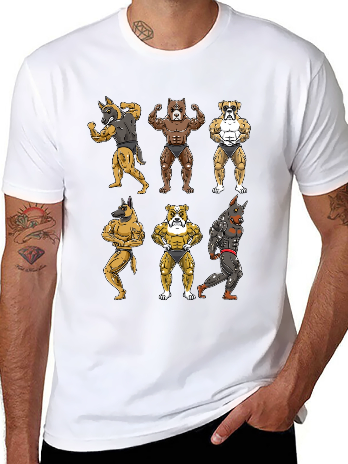 Muscled Dog Cartoon T-Shirt