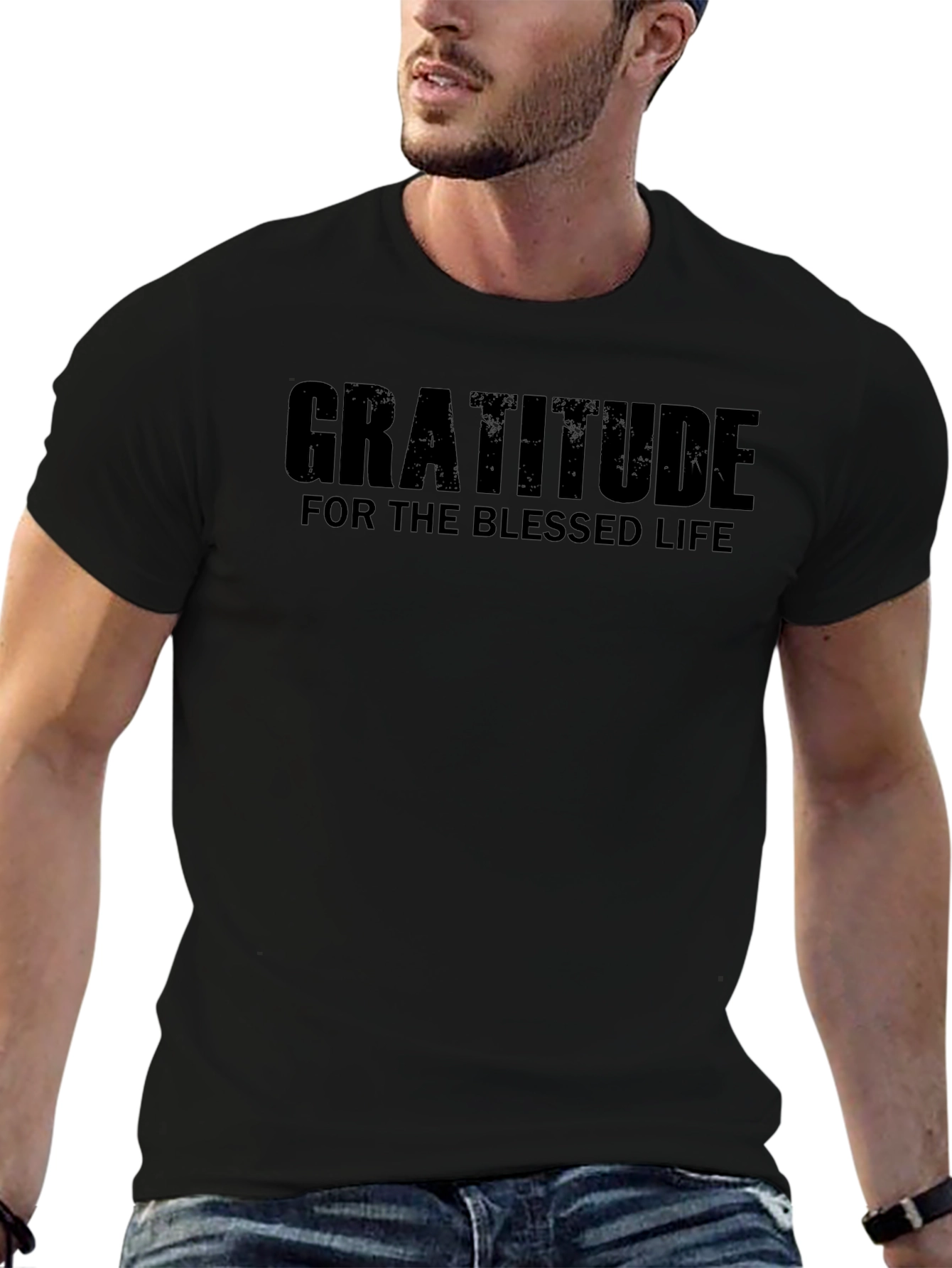 Gratitude Black T-Shirt: Blessed Life