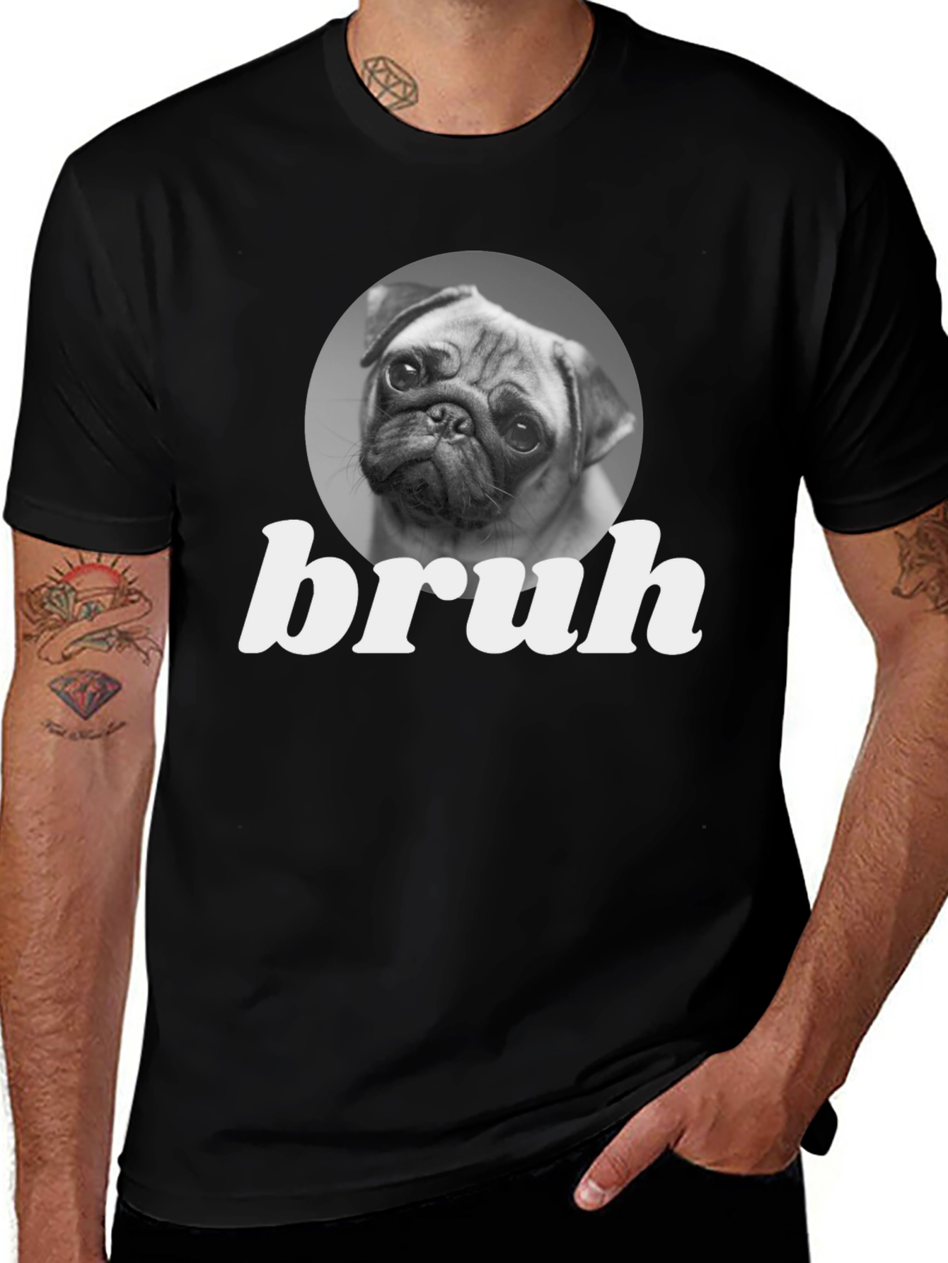 Bruh Pug Graphic Tee - Funny Dog Lover T-Shirt