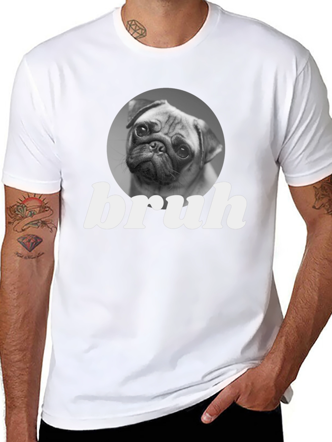 Bruh Pug Graphic Tee - Funny Dog Lover T-Shirt