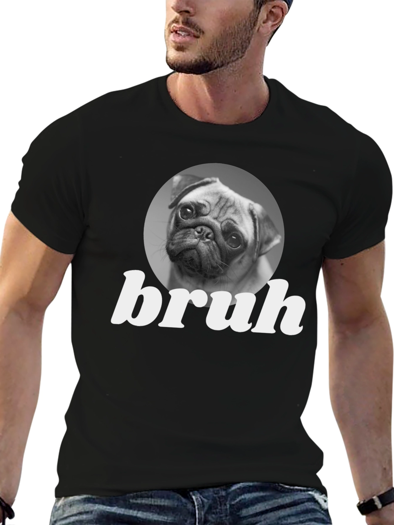 Bruh Pug Graphic Tee - Funny Dog Lover T-Shirt
