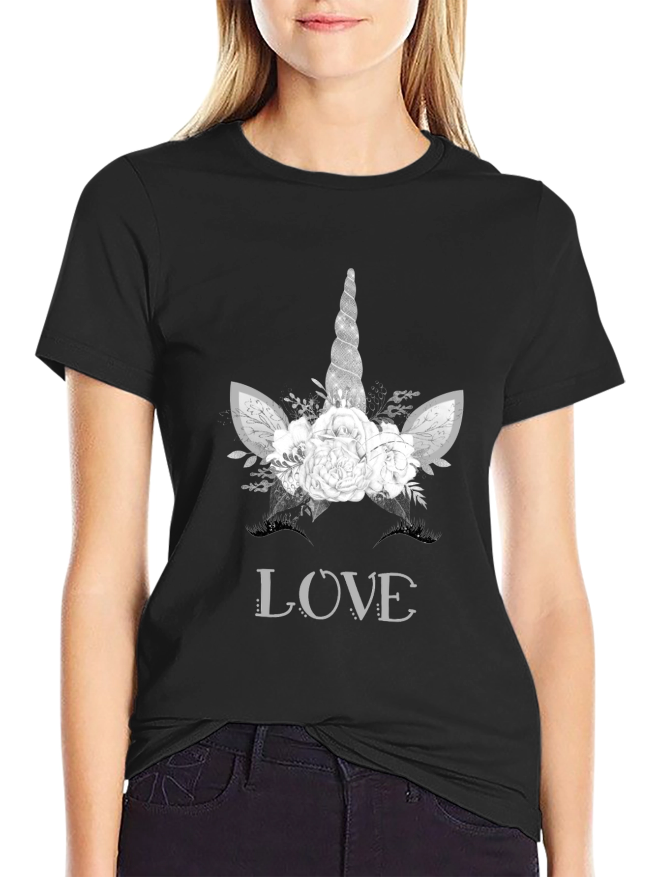 Unicorn Love Graphic Tee - Black