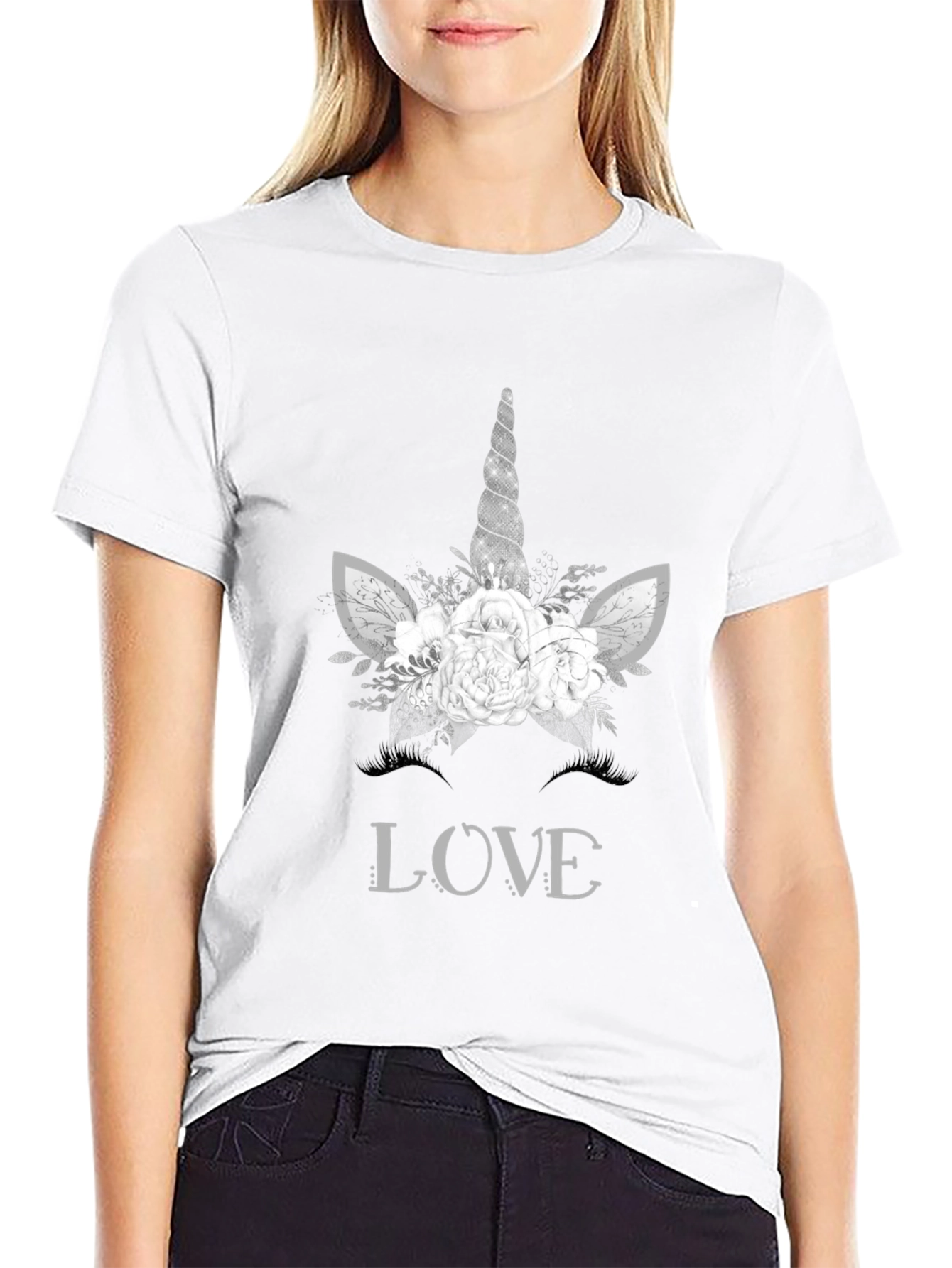 Unicorn Love Graphic Tee - Black