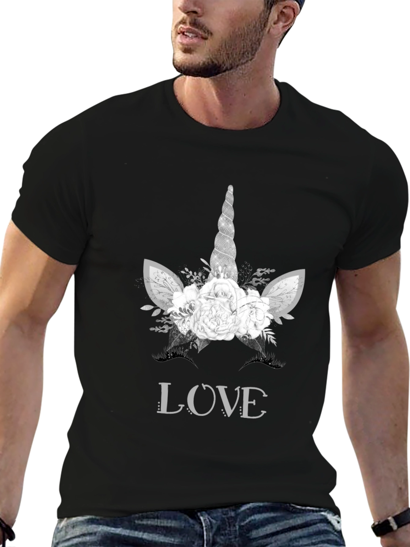 Unicorn Love Graphic Tee - Black