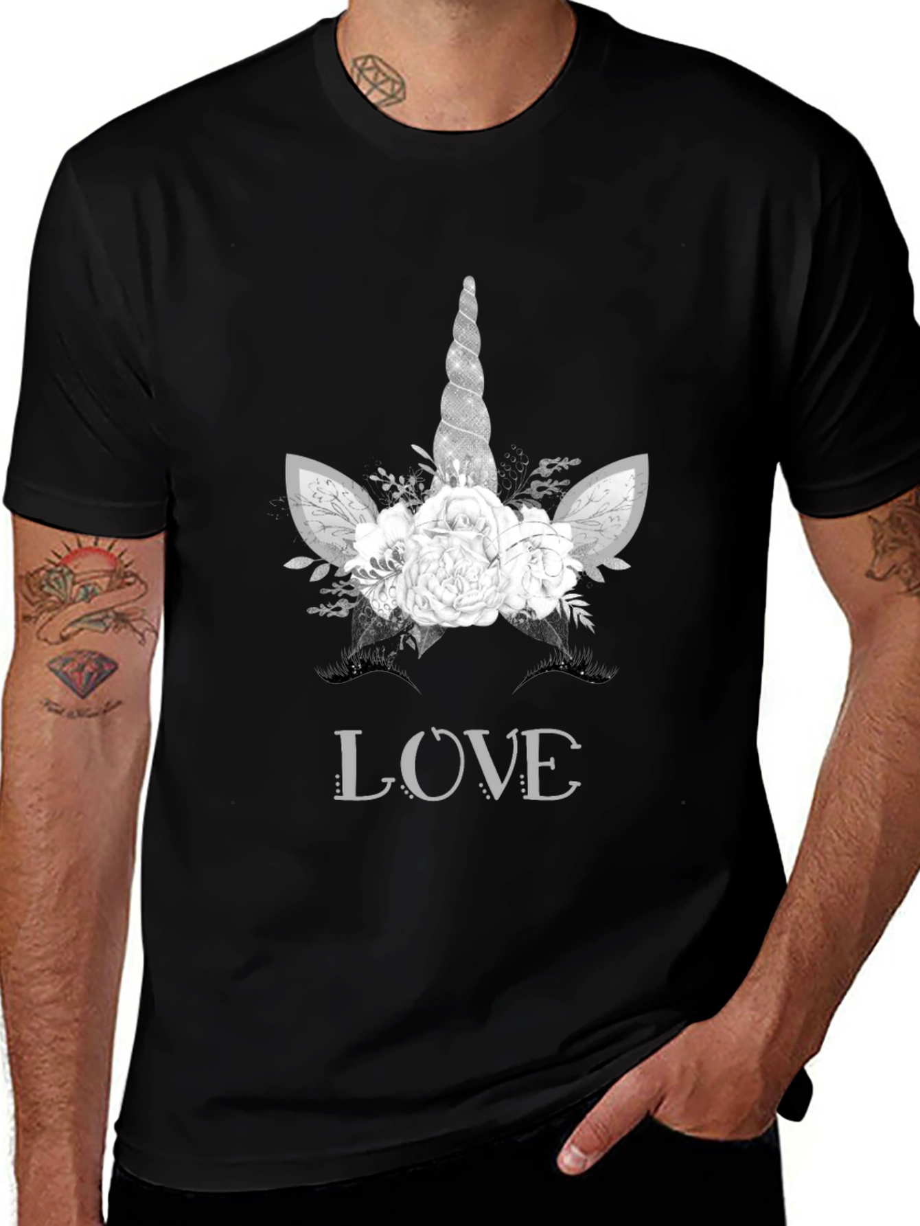 Unicorn Love Graphic Tee - Black