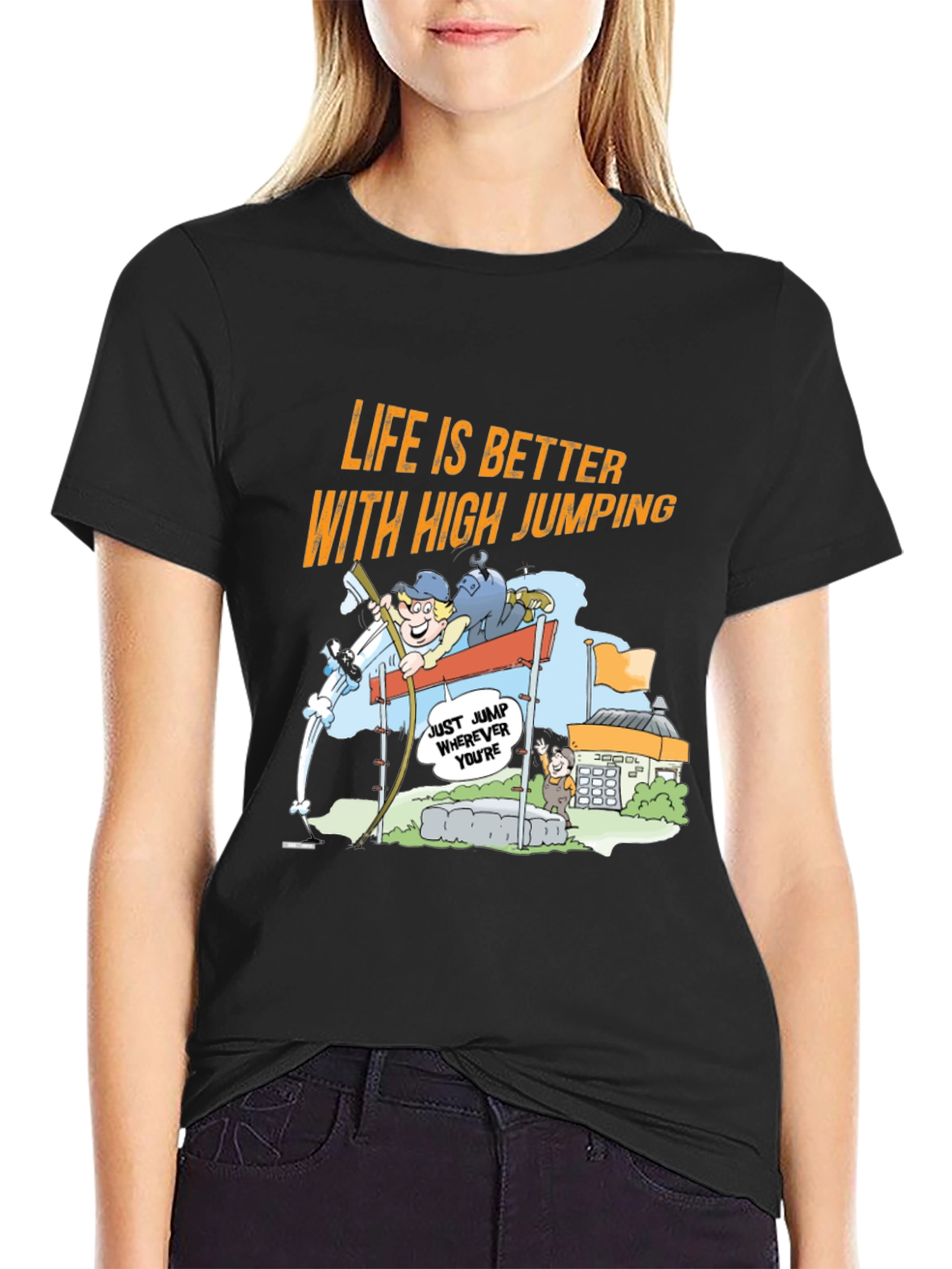 Life is Better with High Jumping Cartoon T-Shirt