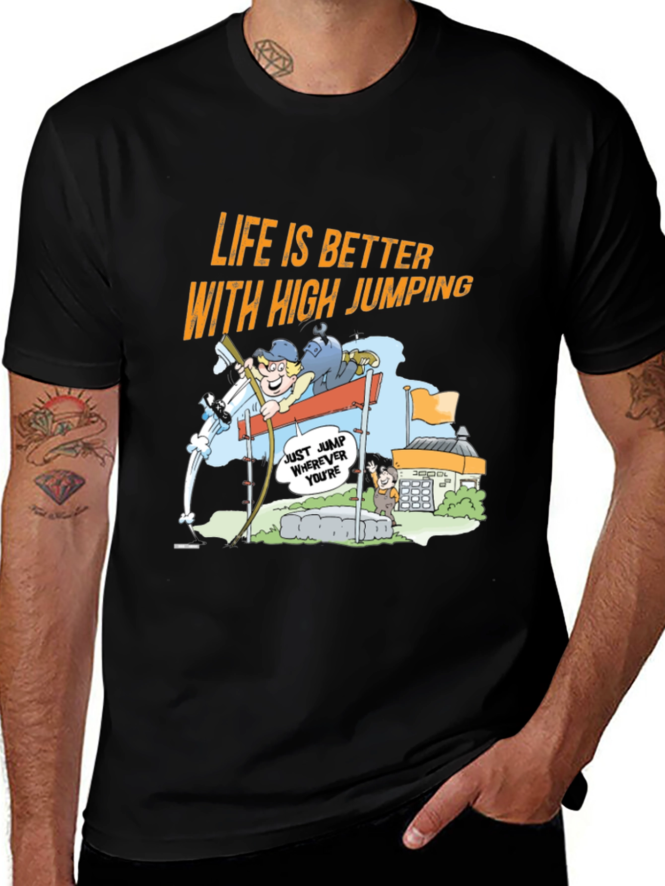 Life is Better with High Jumping Cartoon T-Shirt