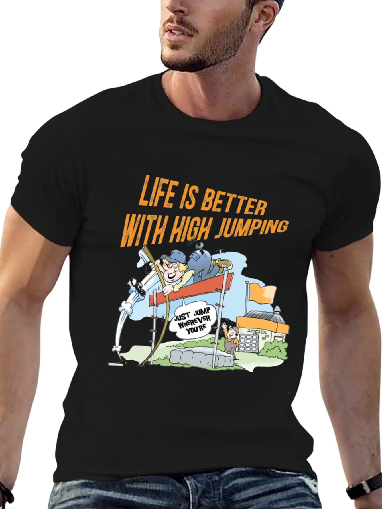 Life is Better with High Jumping Cartoon T-Shirt