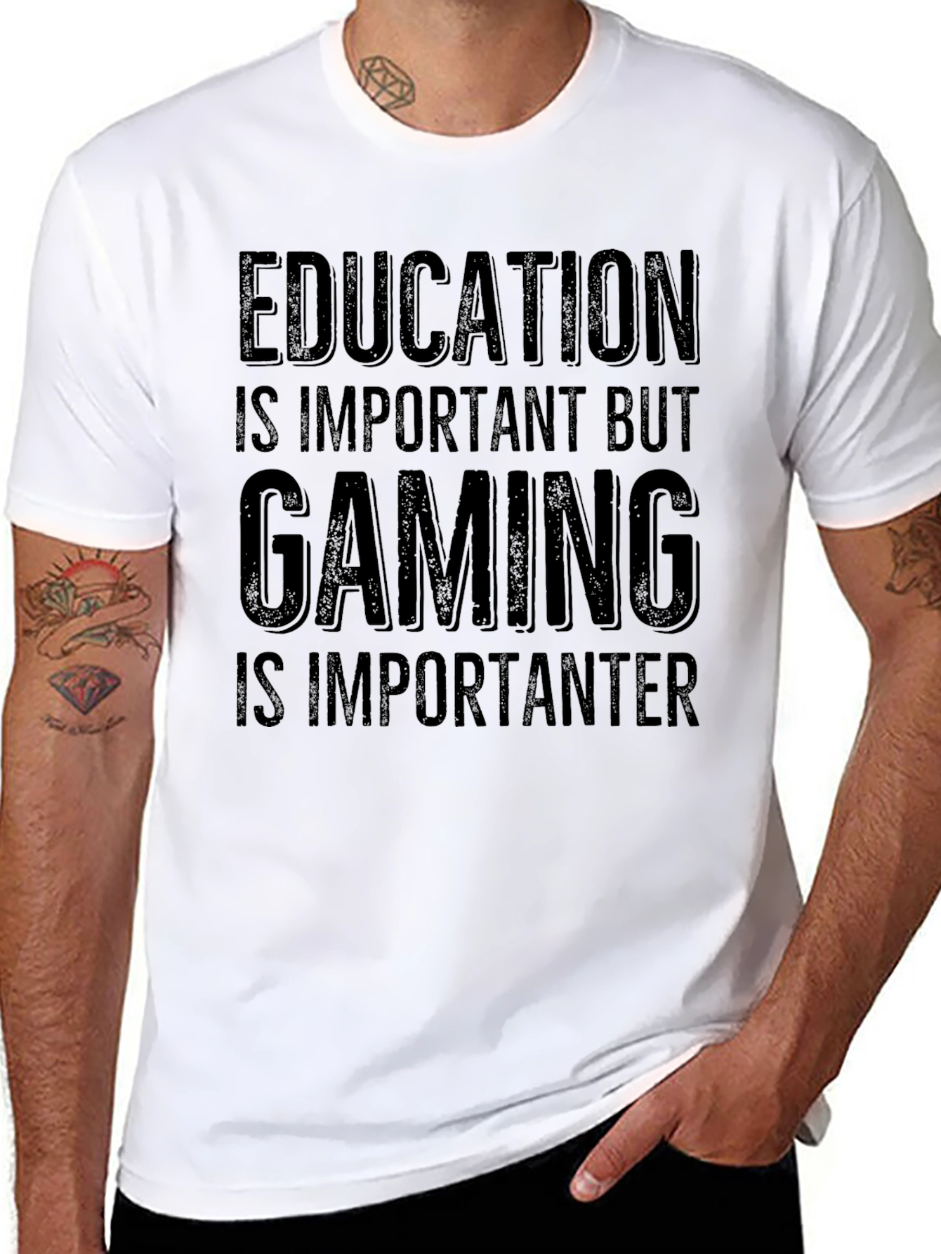 Education vs Gaming T-Shirt