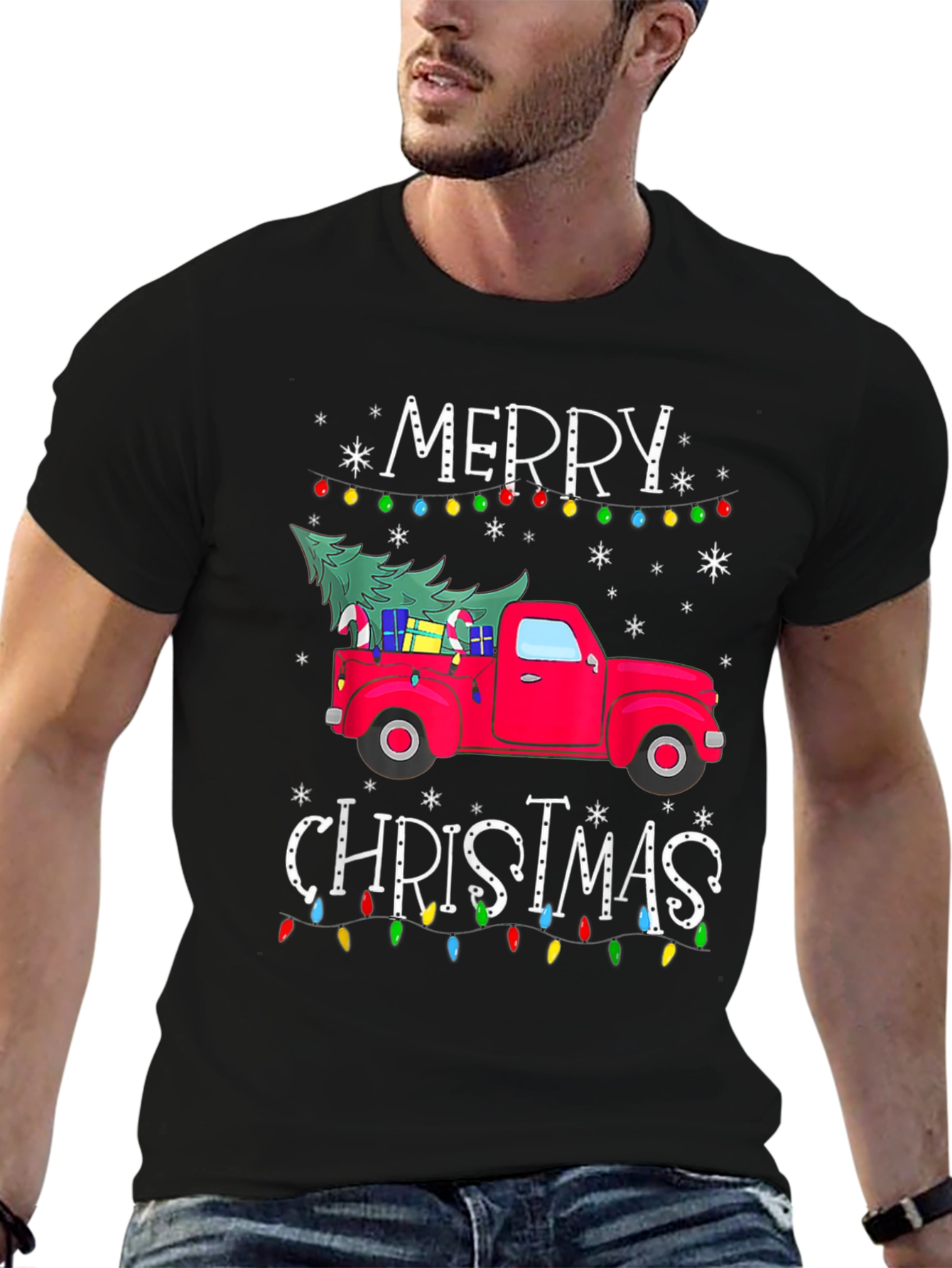 Festive Christmas Truck Graphic T-Shirt