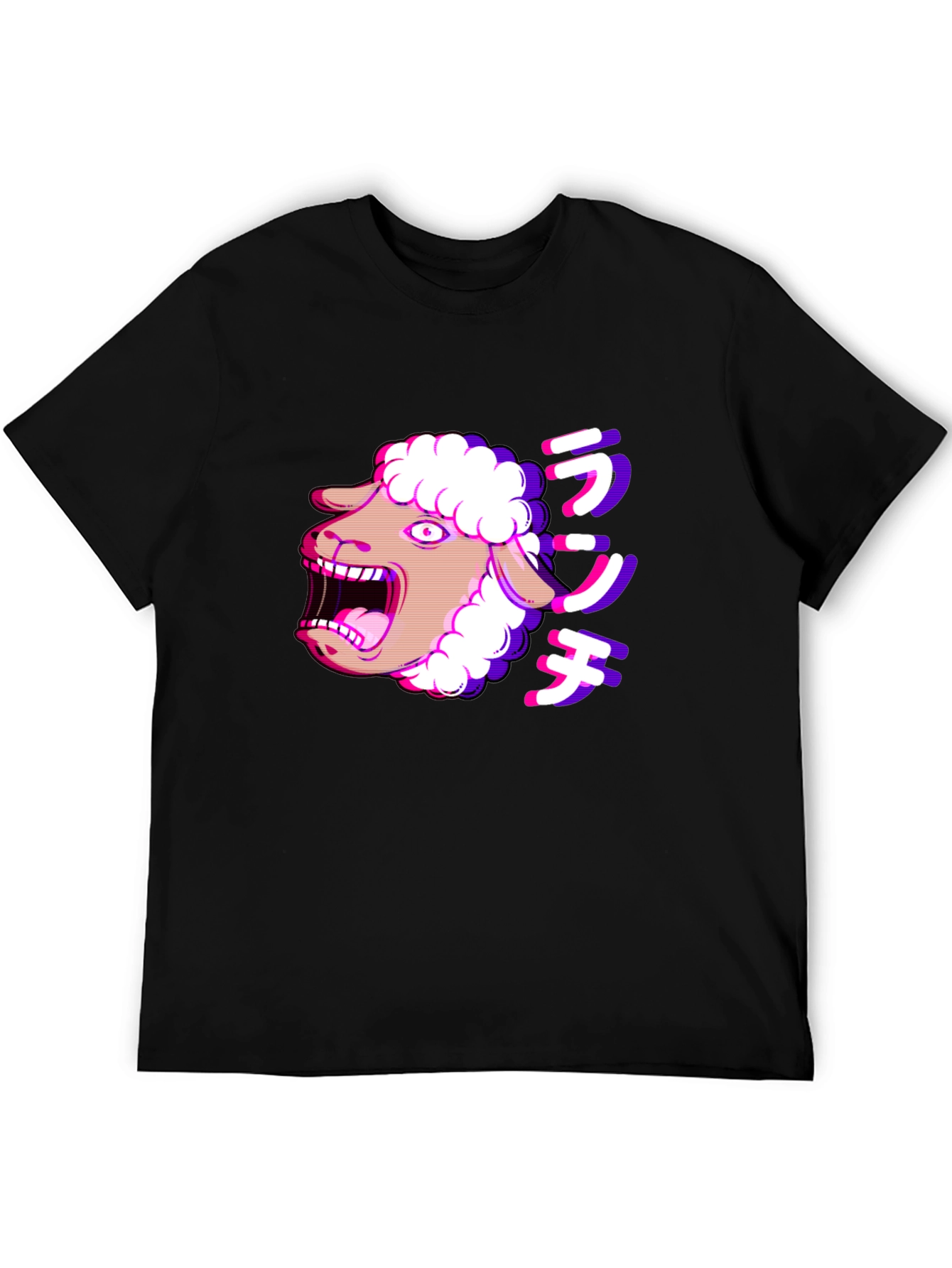 Screaming Sheep Anime T-Shirt - Black Cotton Tee