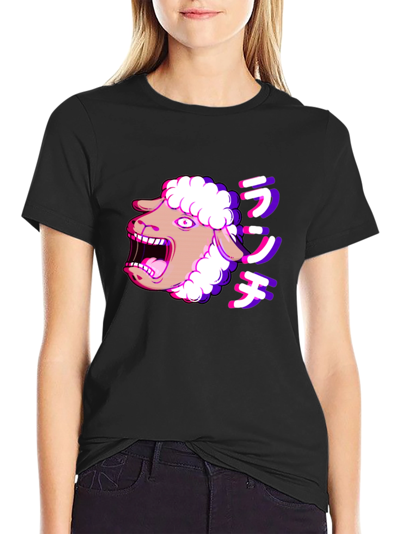 Screaming Sheep Anime T-Shirt - Black Cotton Tee