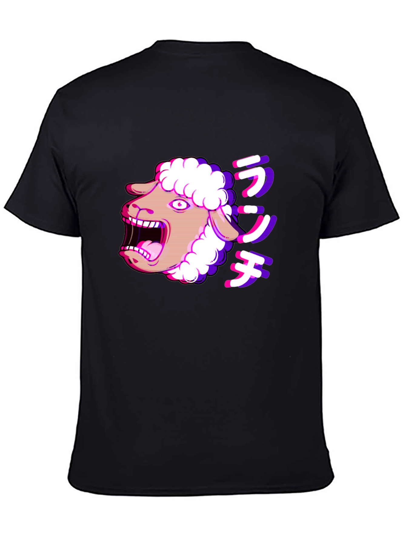 Screaming Sheep Anime T-Shirt - Black Cotton Tee