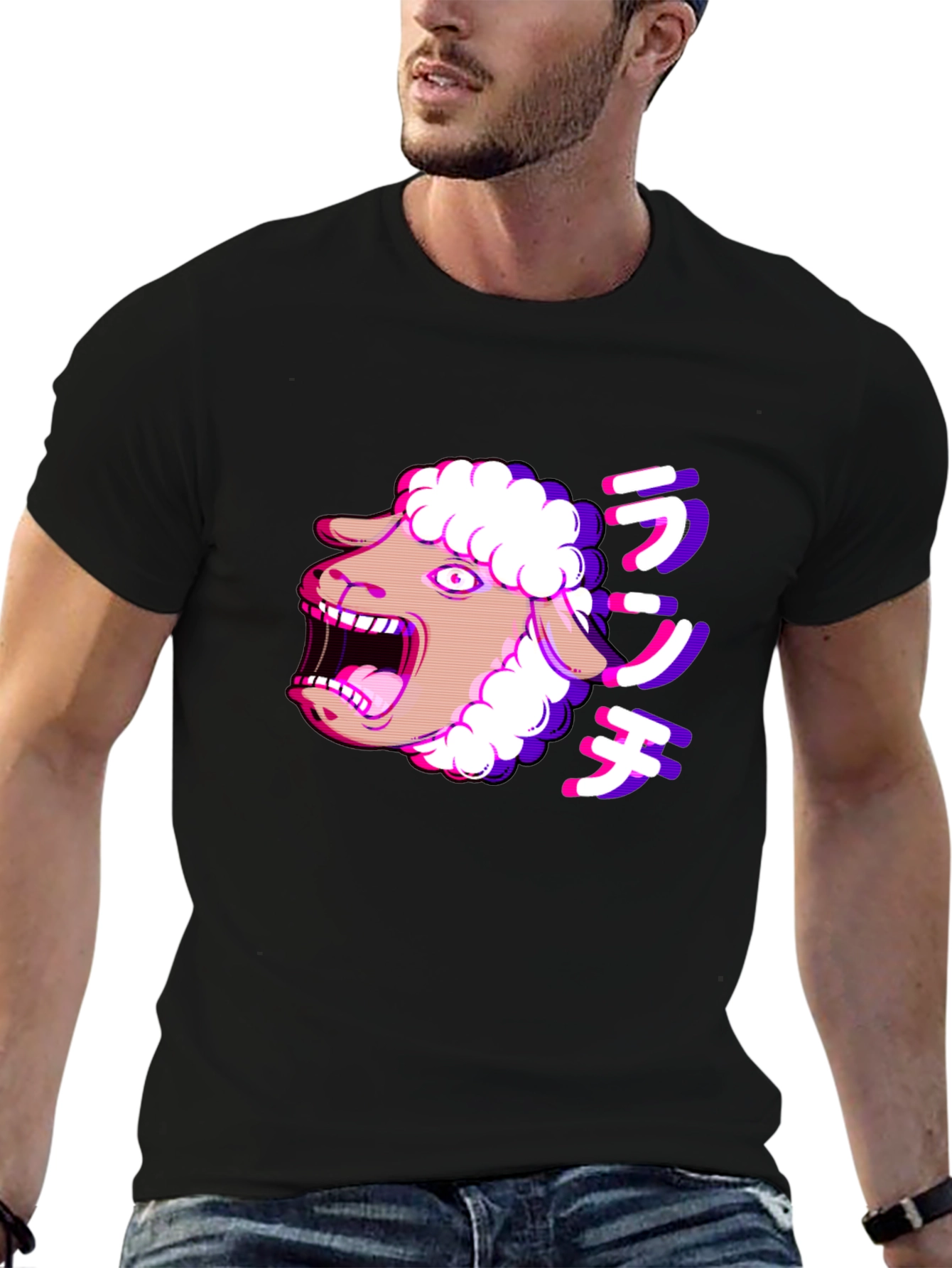 Screaming Sheep Anime T-Shirt - Black Cotton Tee
