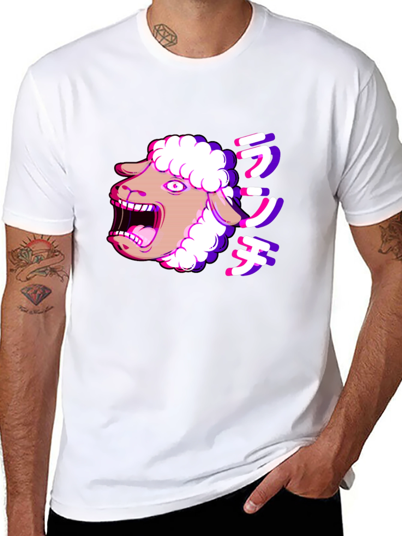 Screaming Sheep Anime T-Shirt - Black Cotton Tee