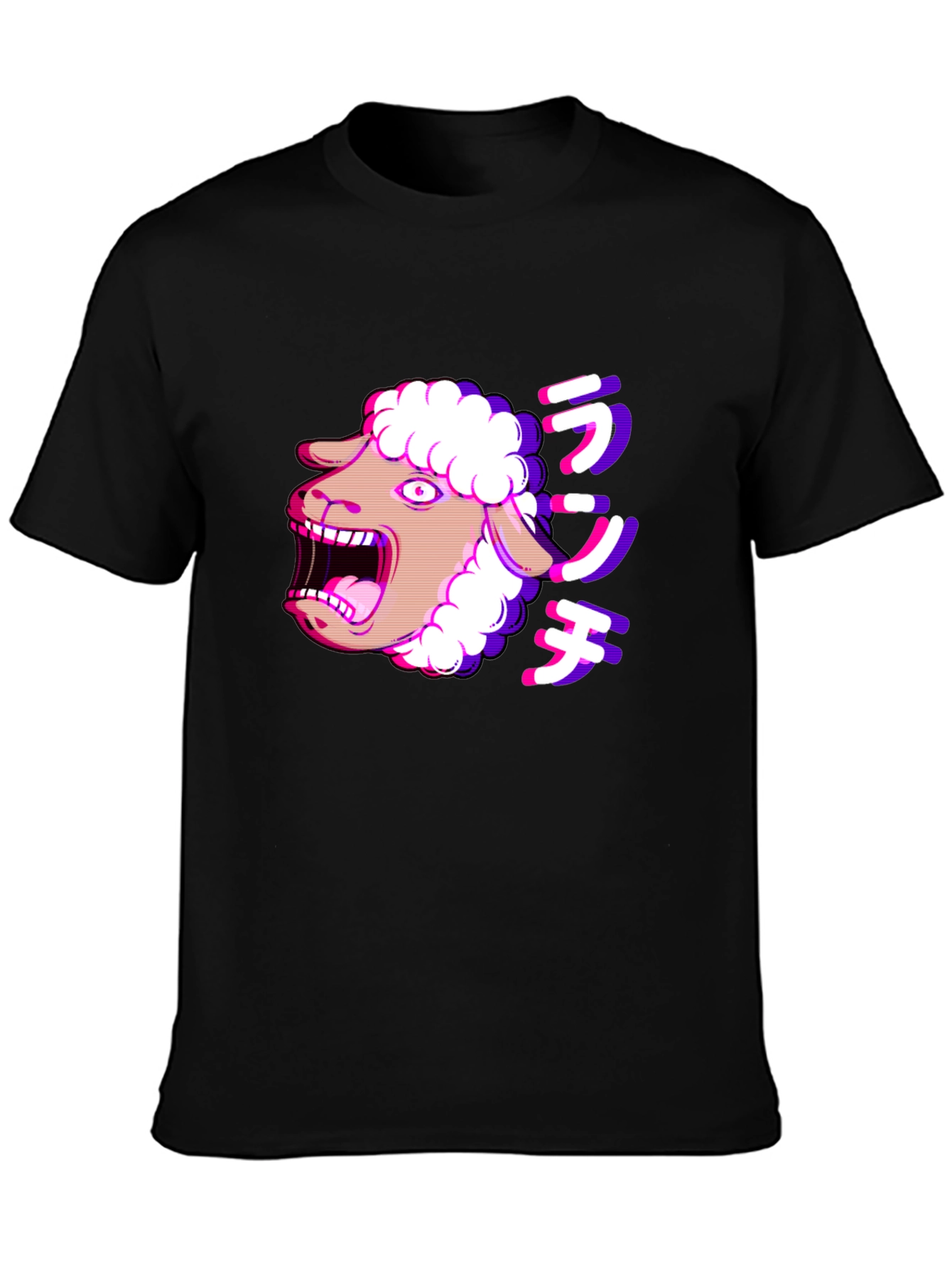 Screaming Sheep Anime T-Shirt - Black Cotton Tee