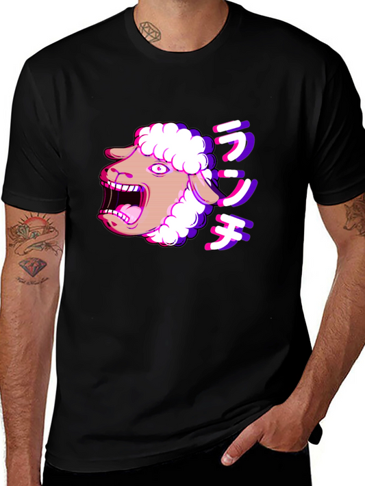 Screaming Sheep Anime T-Shirt - Black Cotton Tee