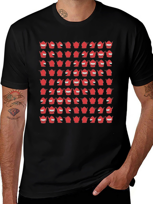 Teapot Pattern Black T-Shirt