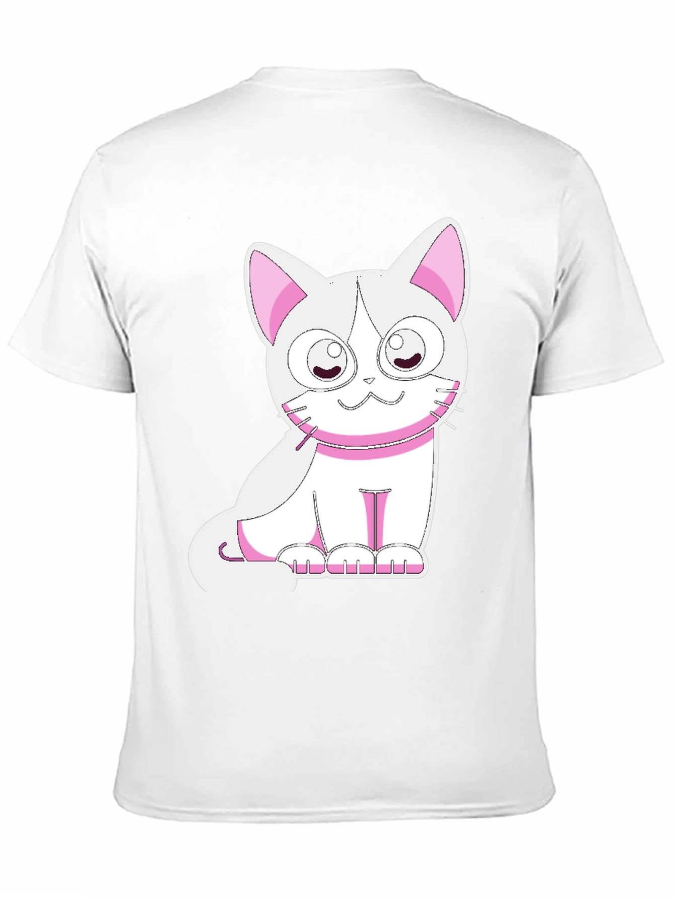 Cute Cat Graphic Tee - Black Cotton T-Shirt