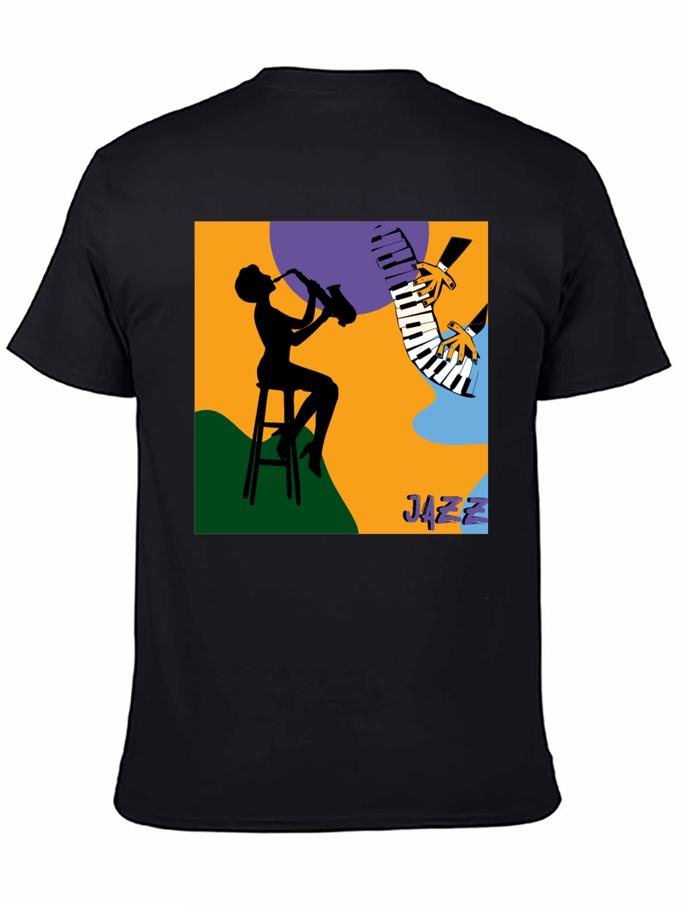 Cool Jazz Silhouette Graphic Tee - Black