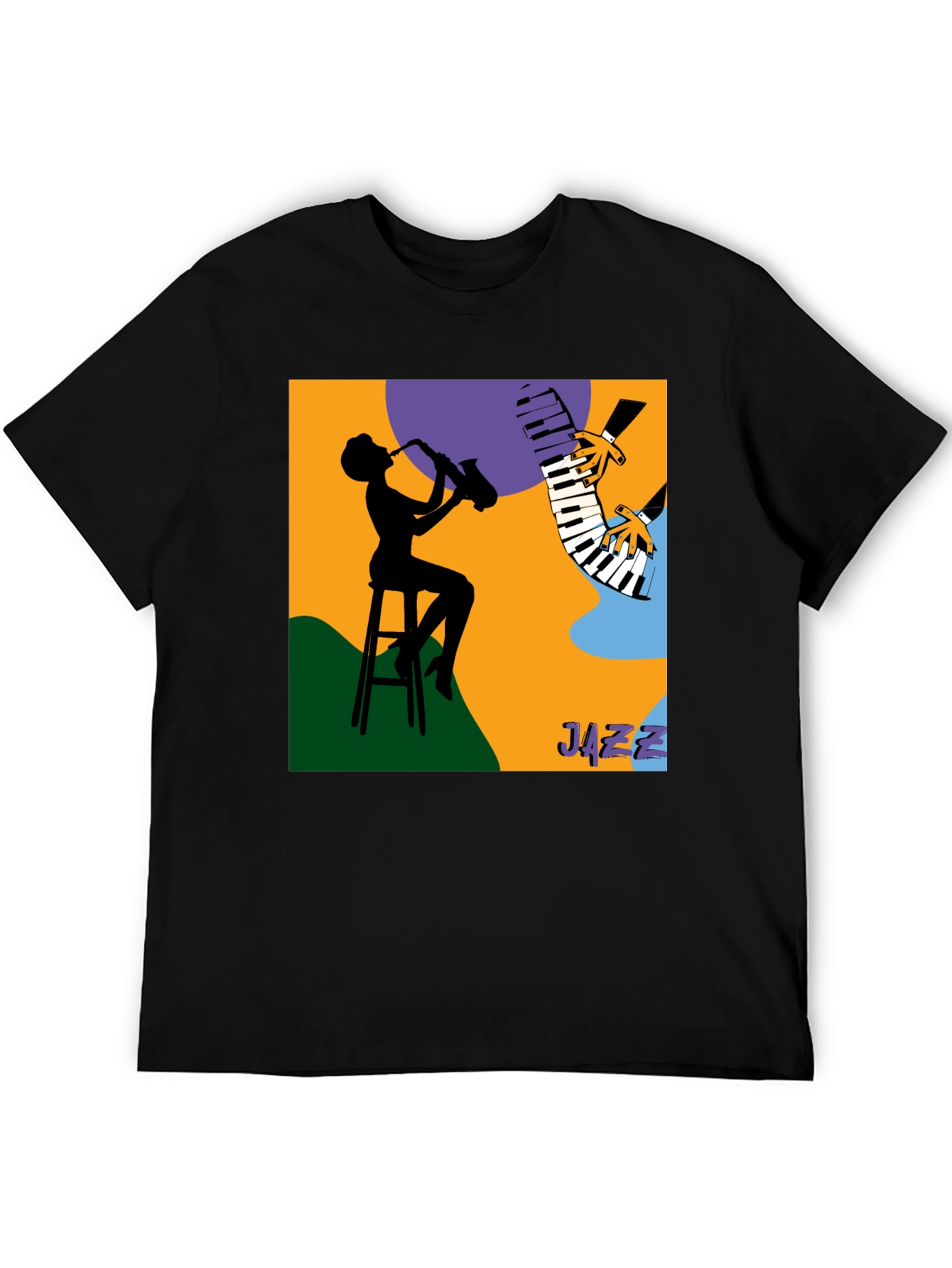 Cool Jazz Silhouette Graphic Tee - Black