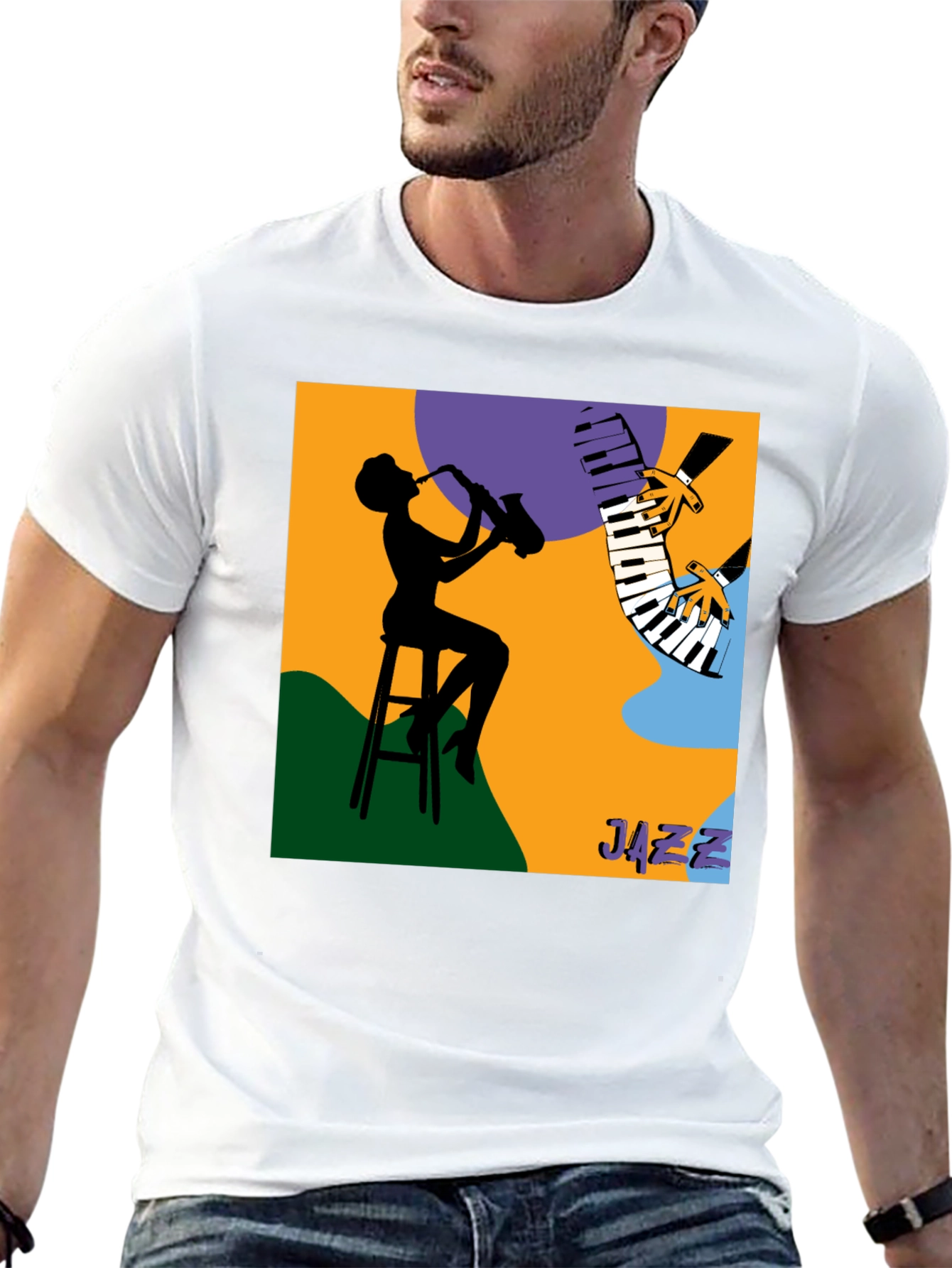 Cool Jazz Silhouette Graphic Tee - Black