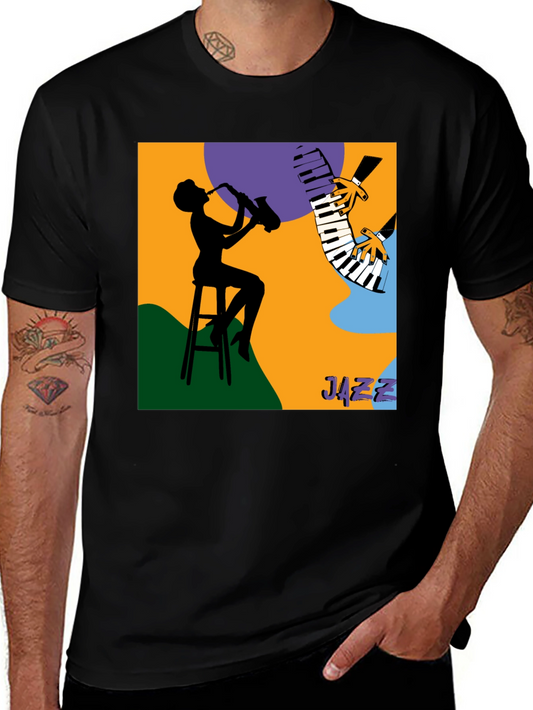 Cool Jazz Silhouette Graphic Tee - Black