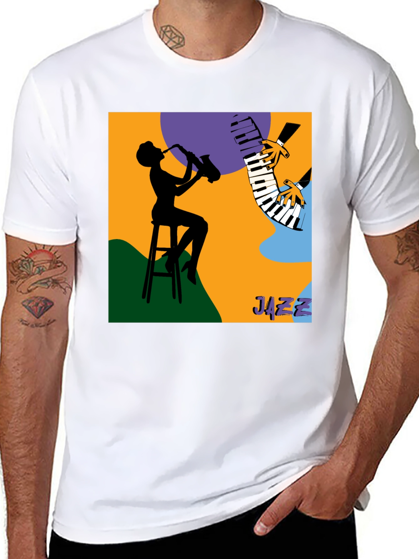 Cool Jazz Silhouette Graphic Tee - Black