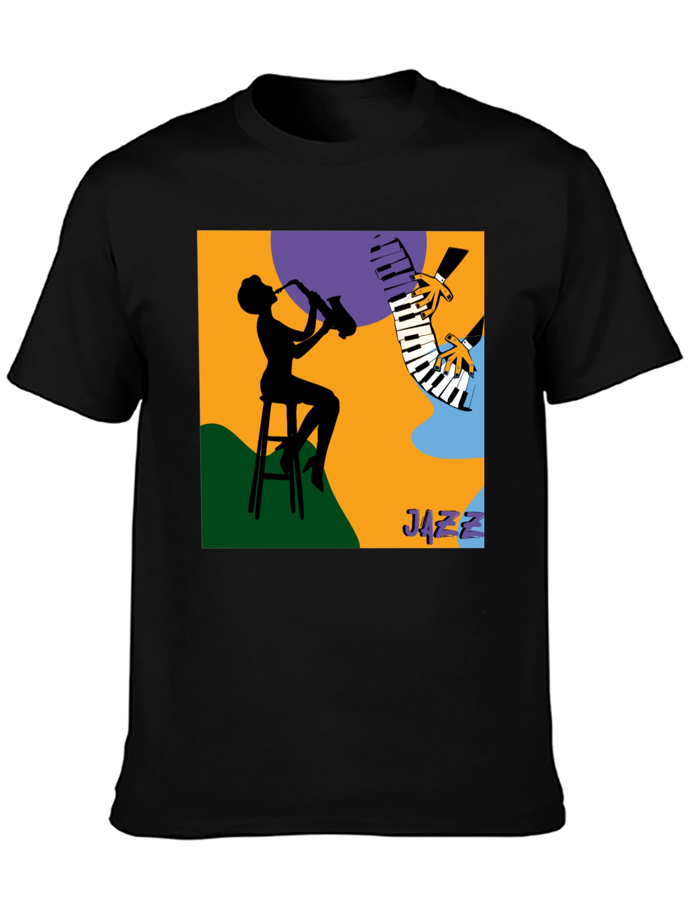 Cool Jazz Silhouette Graphic Tee - Black