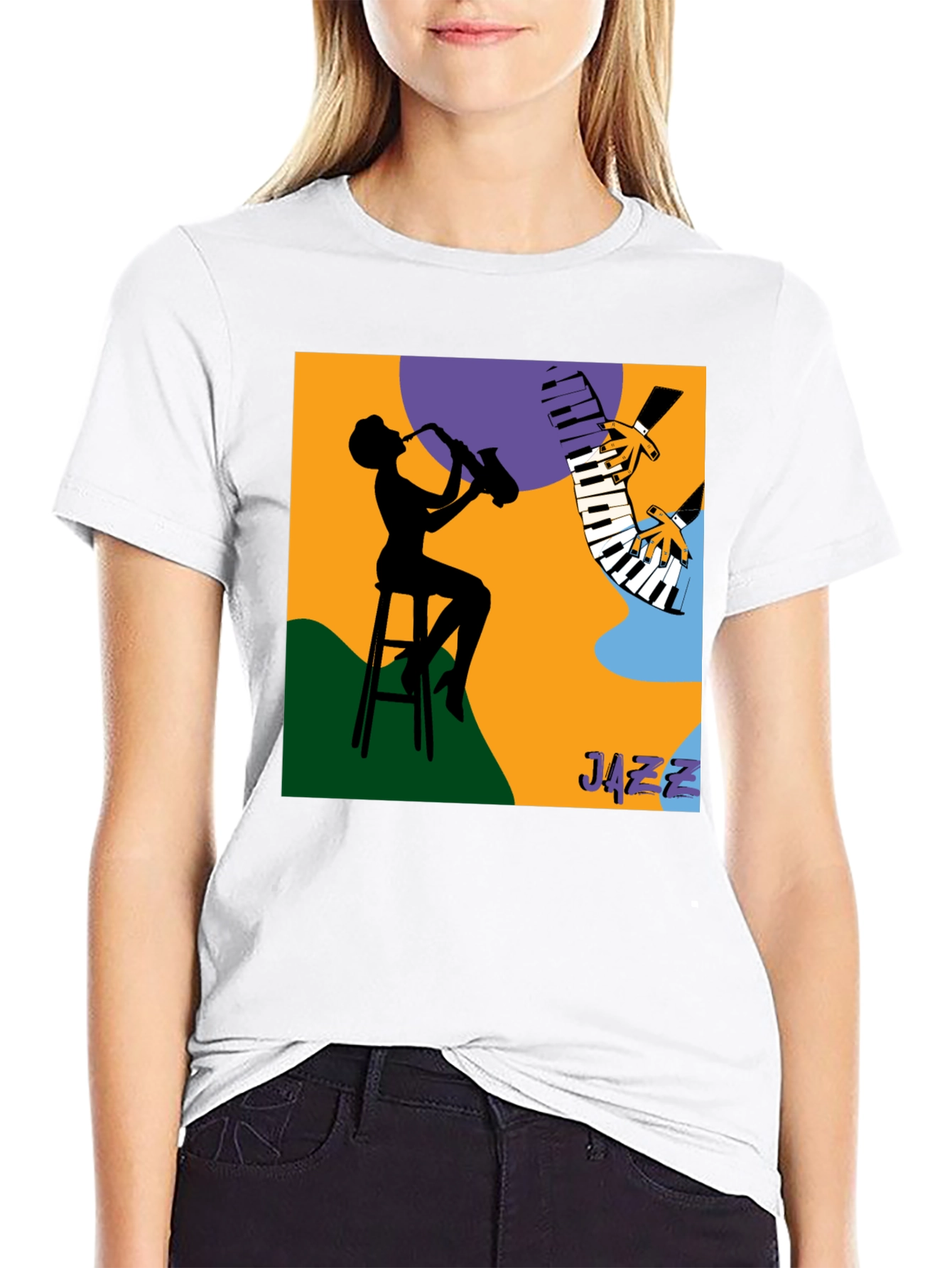 Cool Jazz Silhouette Graphic Tee - Black