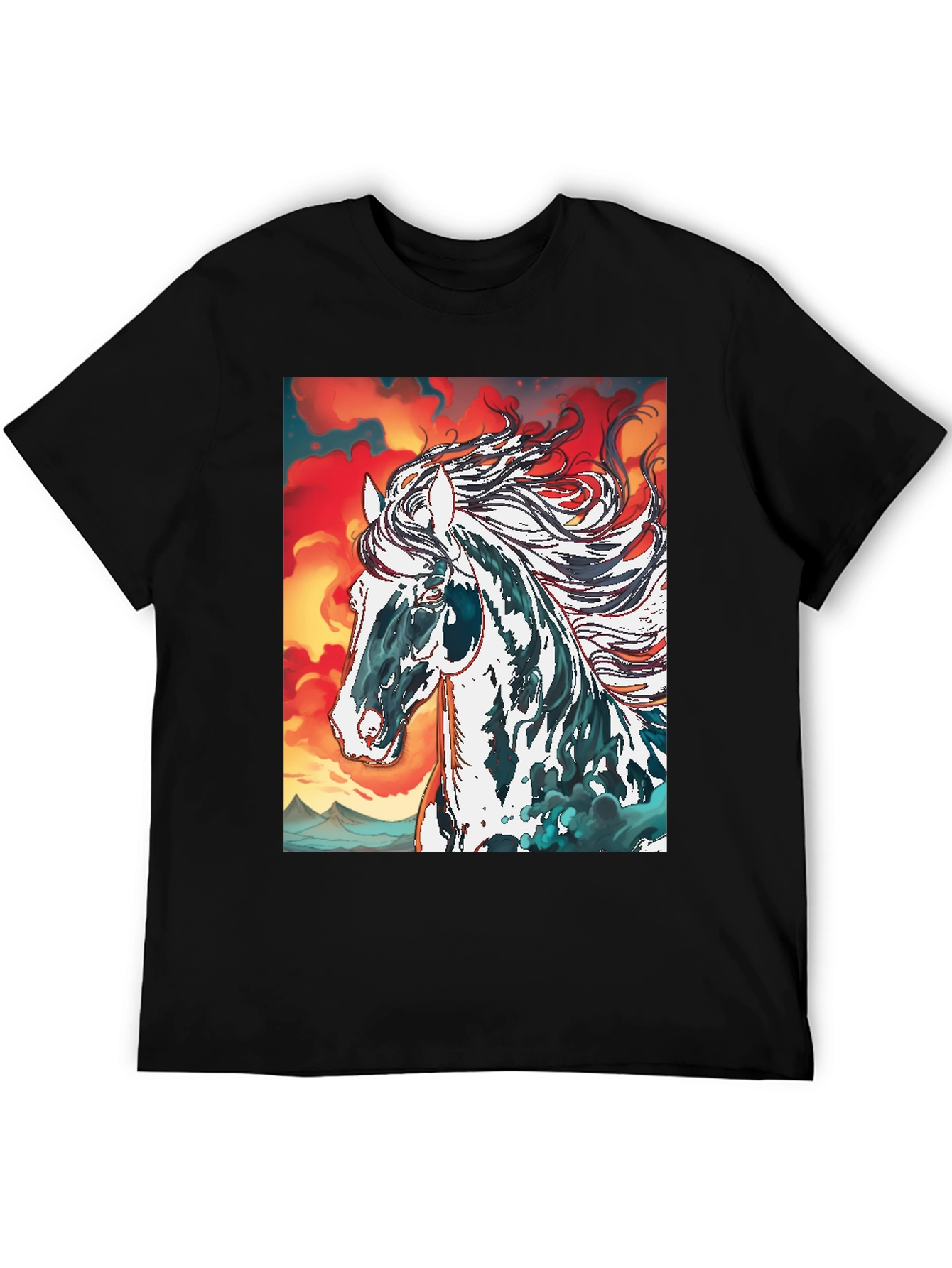 Horse Graphic Tee - Black Cotton Blend