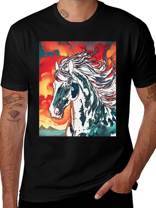 Horse Graphic Tee - Black Cotton Blend