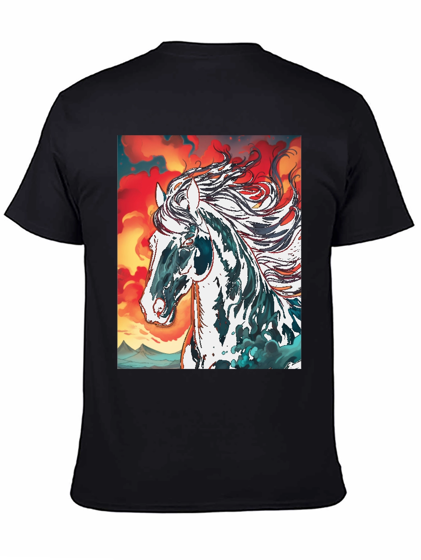Horse Graphic Tee - Black Cotton Blend