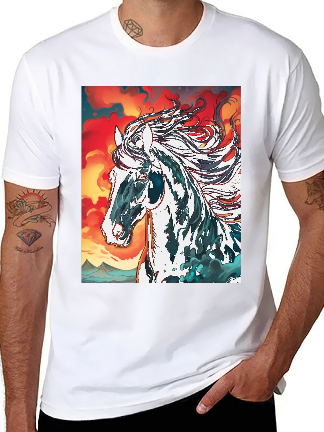 Horse Graphic Tee - Black Cotton Blend