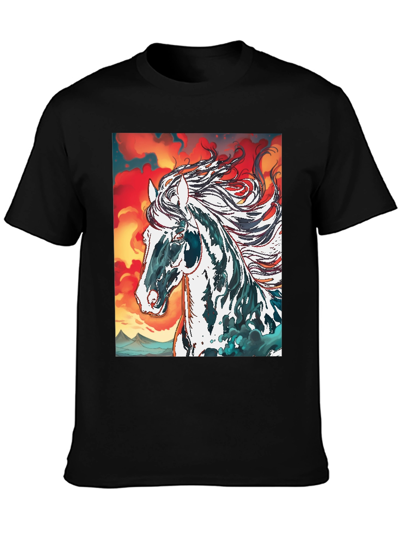 Horse Graphic Tee - Black Cotton Blend