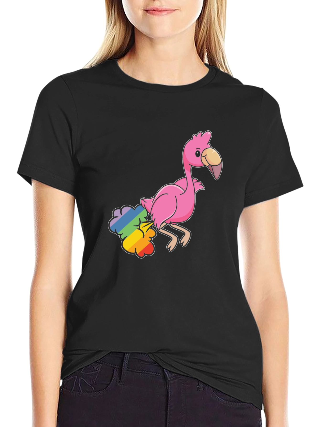 Funny Flamingo Rainbow Fart T-Shirt