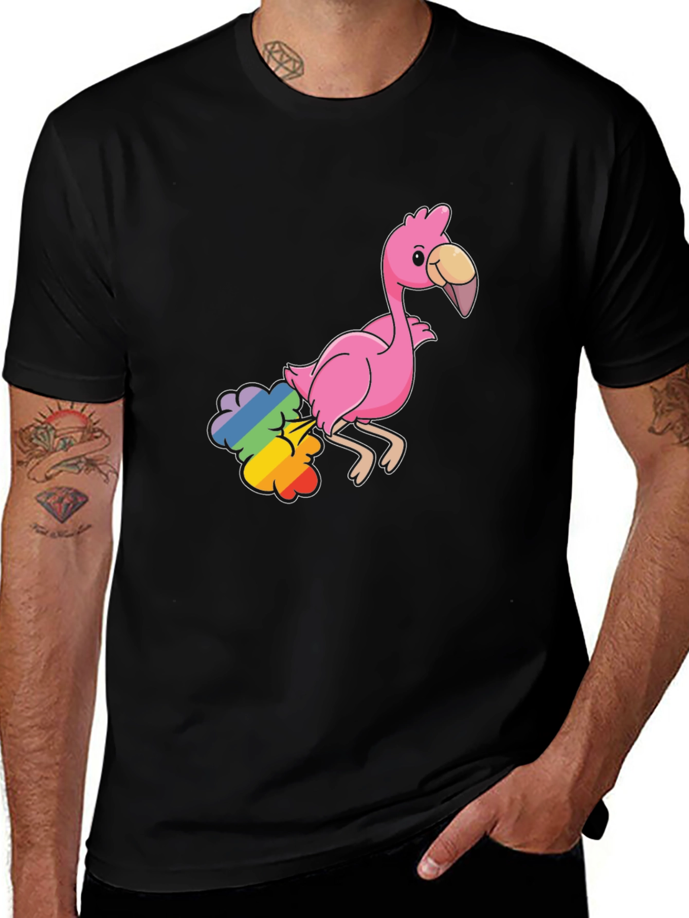 Funny Flamingo Rainbow Fart T-Shirt