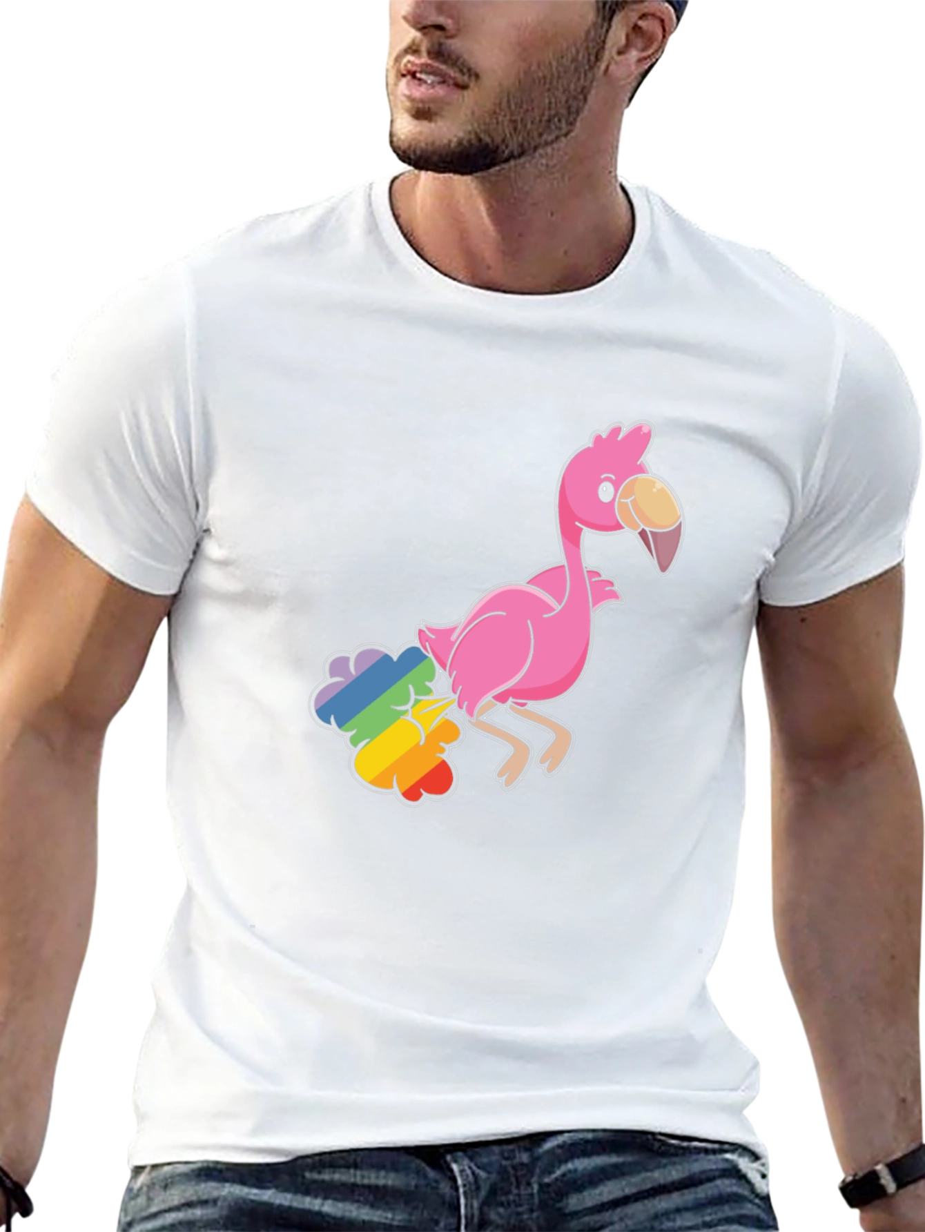 Funny Flamingo Rainbow Fart T-Shirt