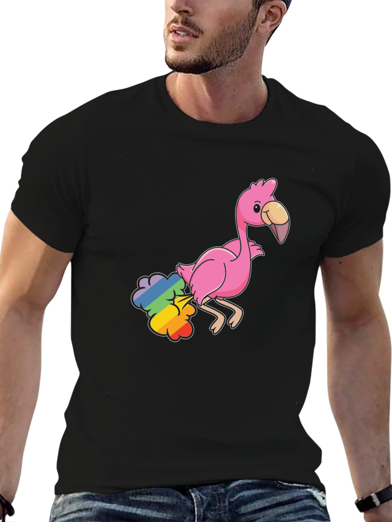 Funny Flamingo Rainbow Fart T-Shirt