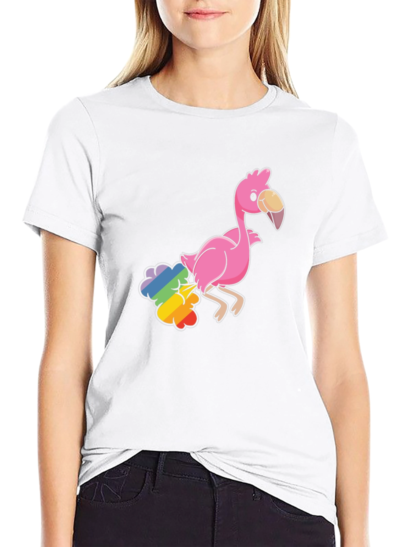 Funny Flamingo Rainbow Fart T-Shirt