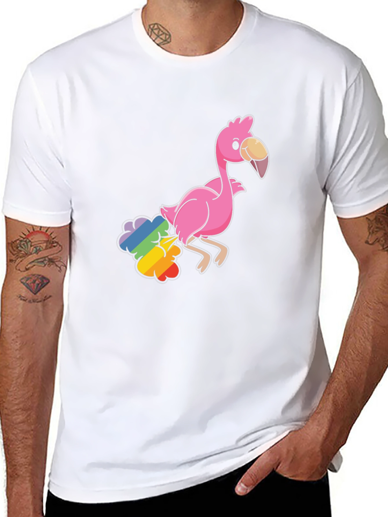 Funny Flamingo Rainbow Fart T-Shirt