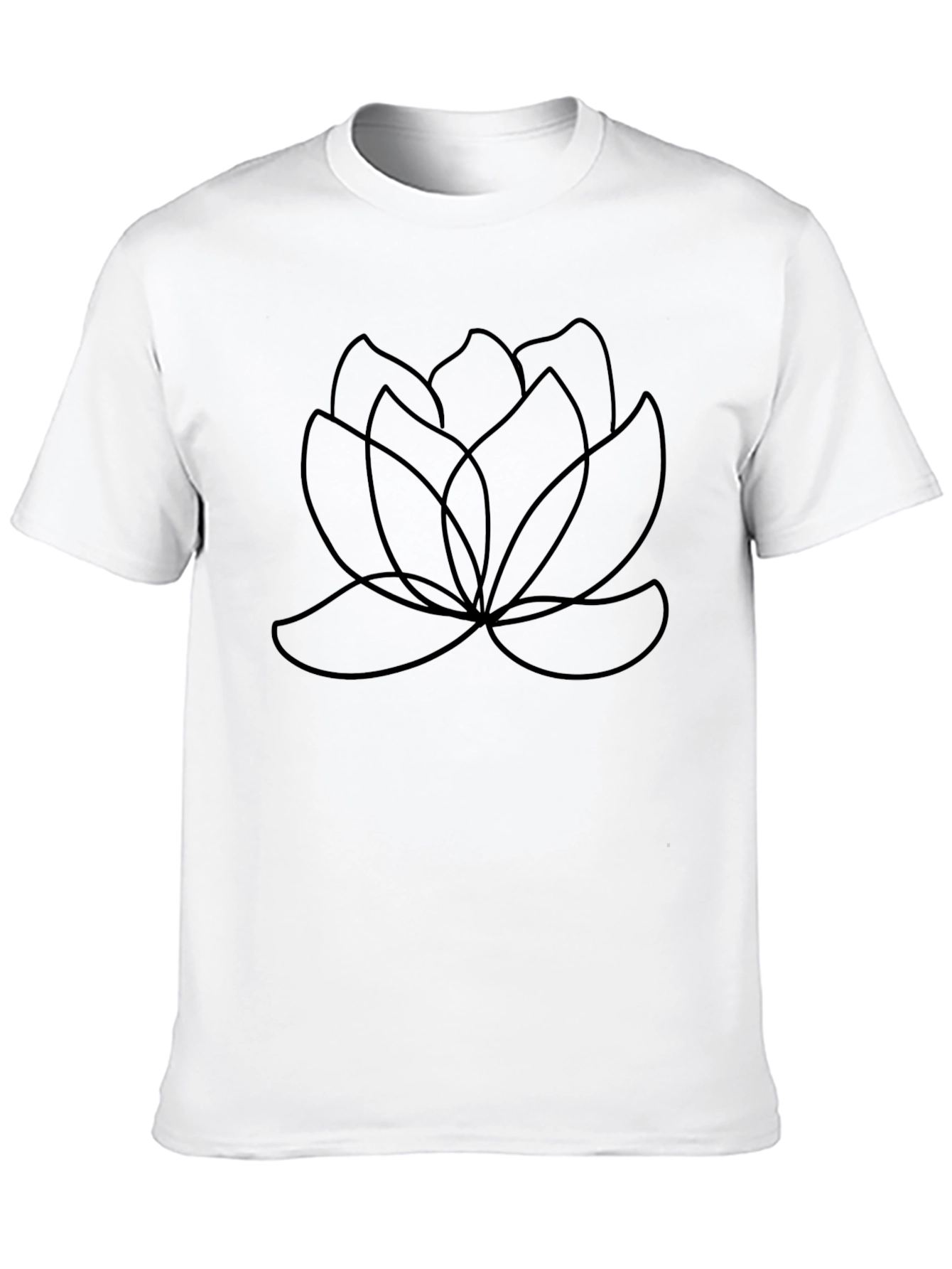 Minimalist Lotus Flower Graphic Tee - Black