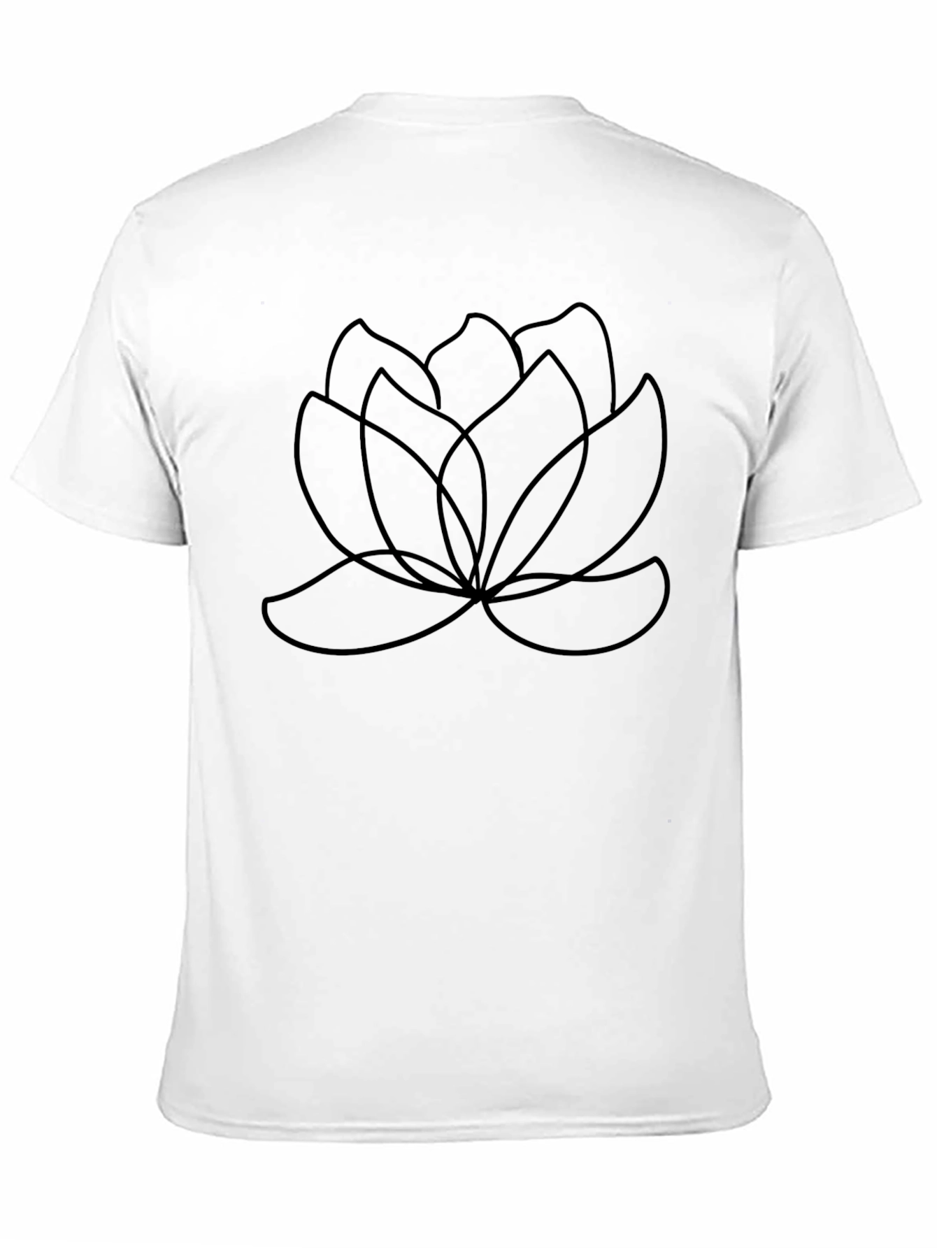 Minimalist Lotus Flower Graphic Tee - Black