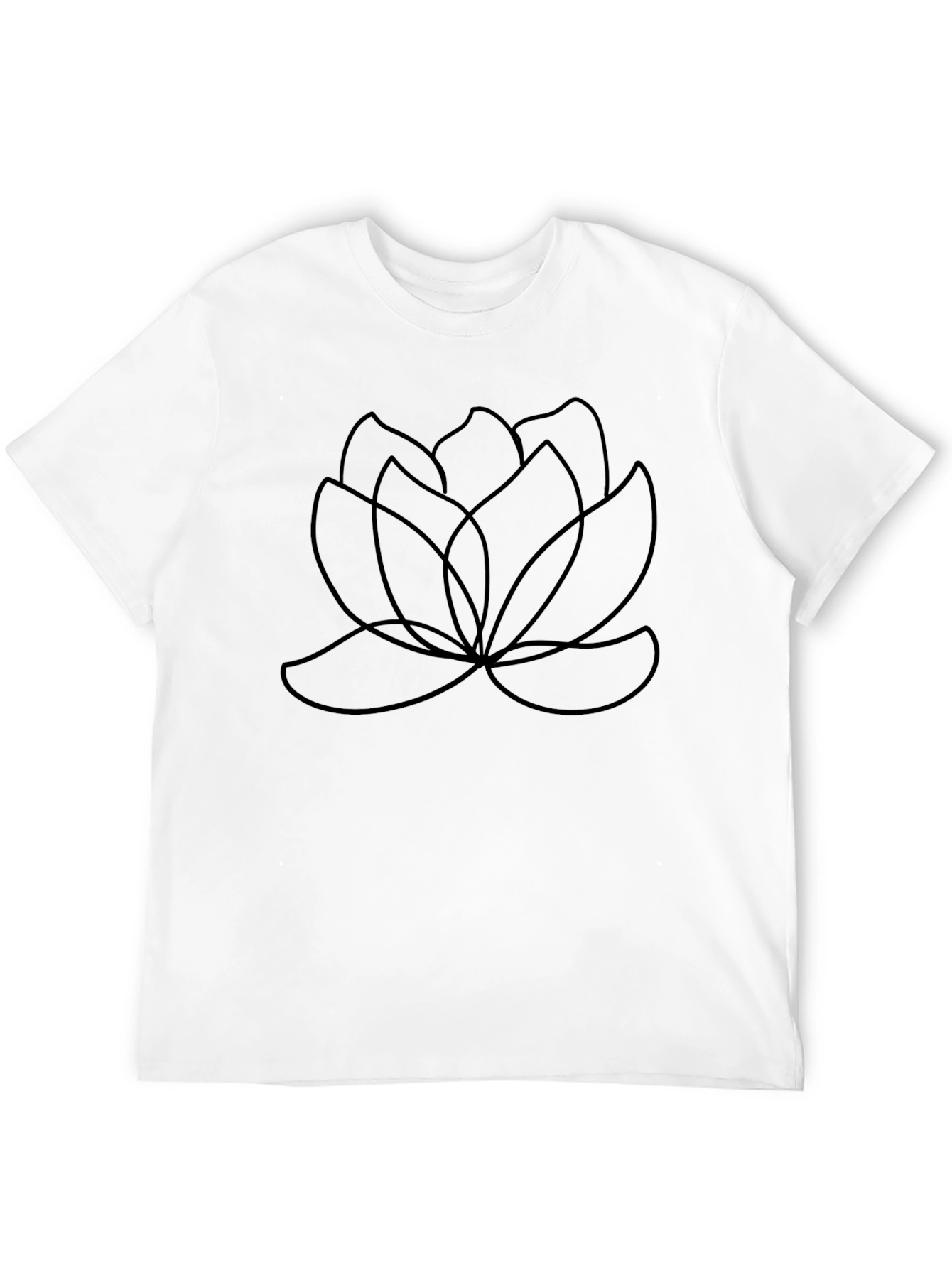 Minimalist Lotus Flower Graphic Tee - Black