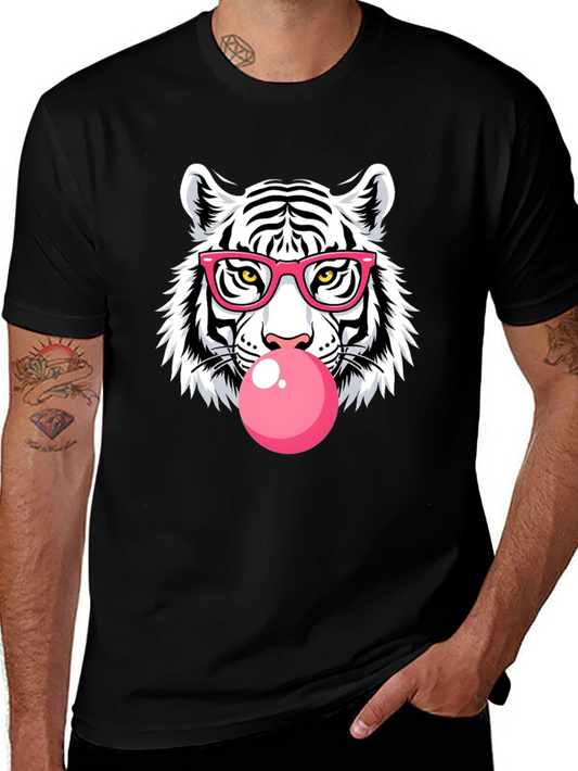 Cool Tiger Bubble Gum Graphic Black T-Shirt