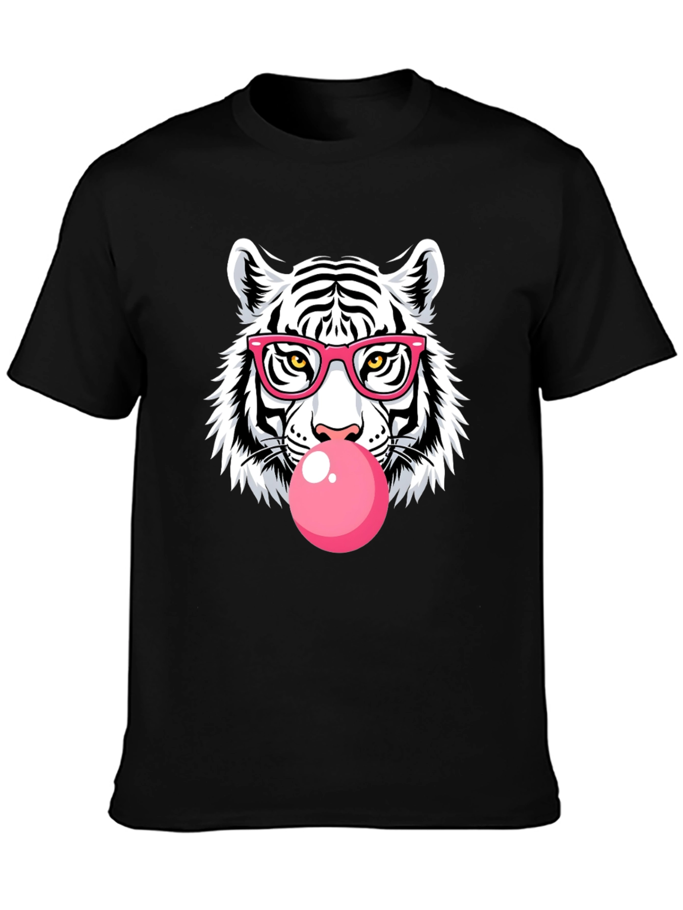 Cool Tiger Bubble Gum Graphic Black T-Shirt