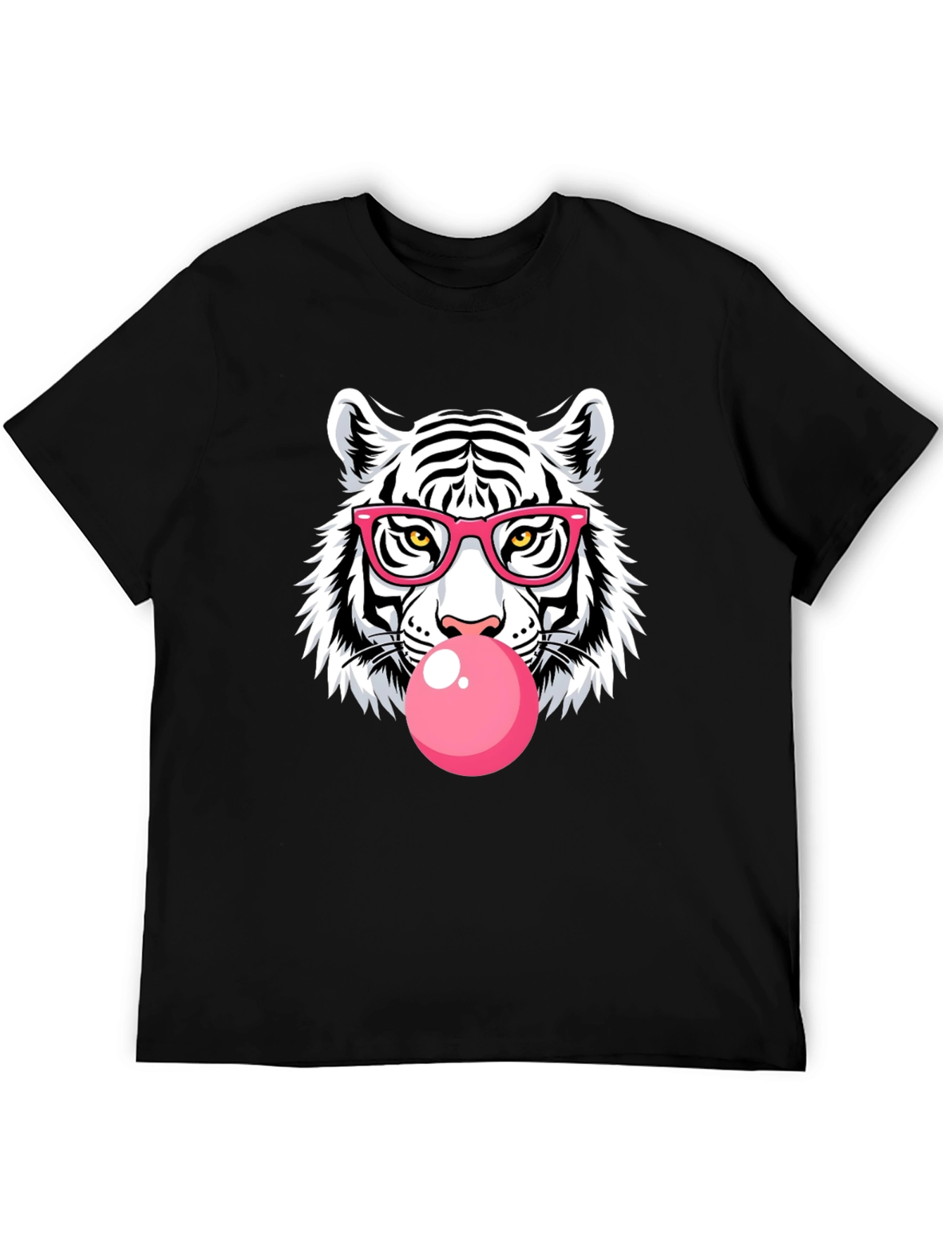 Cool Tiger Bubble Gum Graphic Black T-Shirt