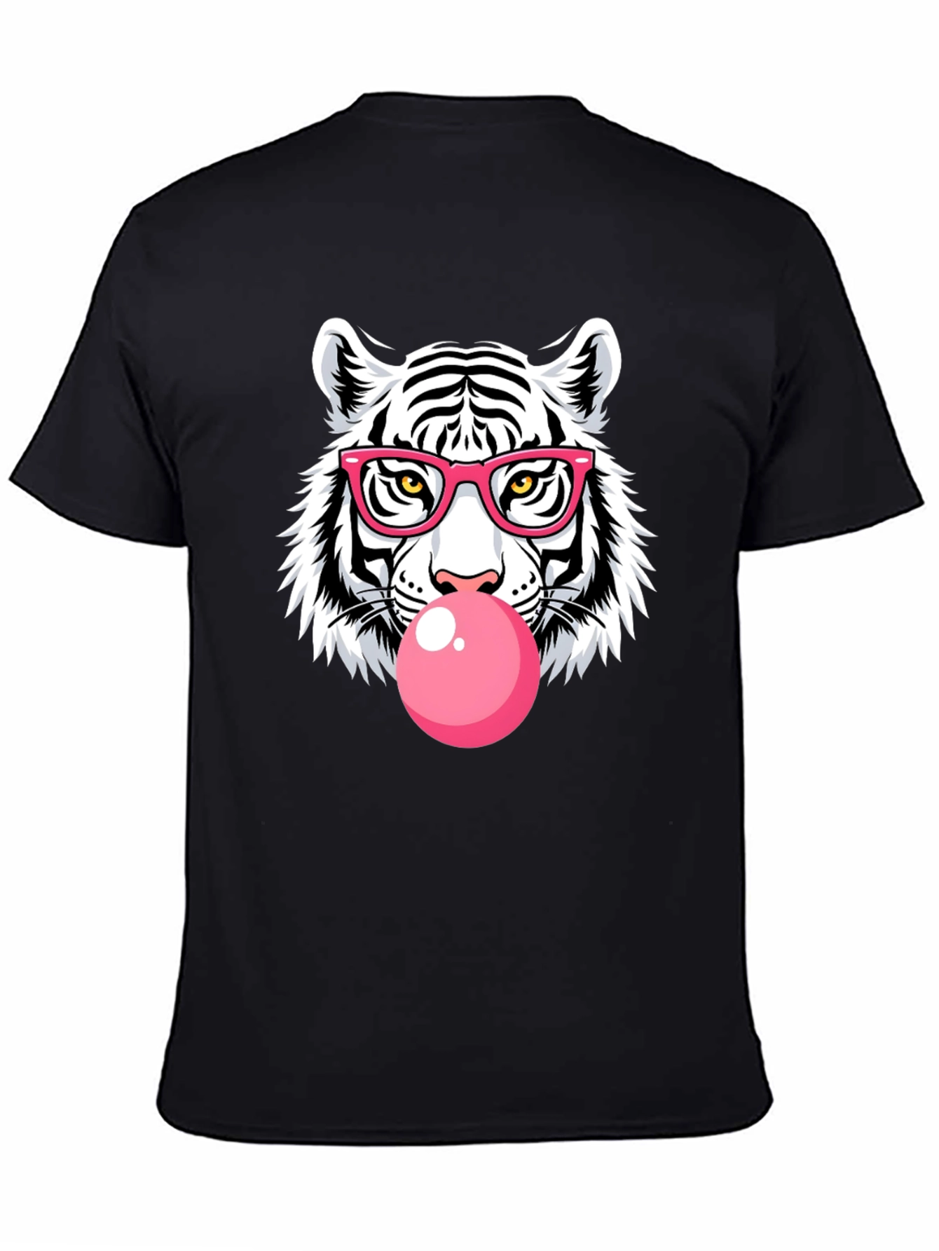 Cool Tiger Bubble Gum Graphic Black T-Shirt