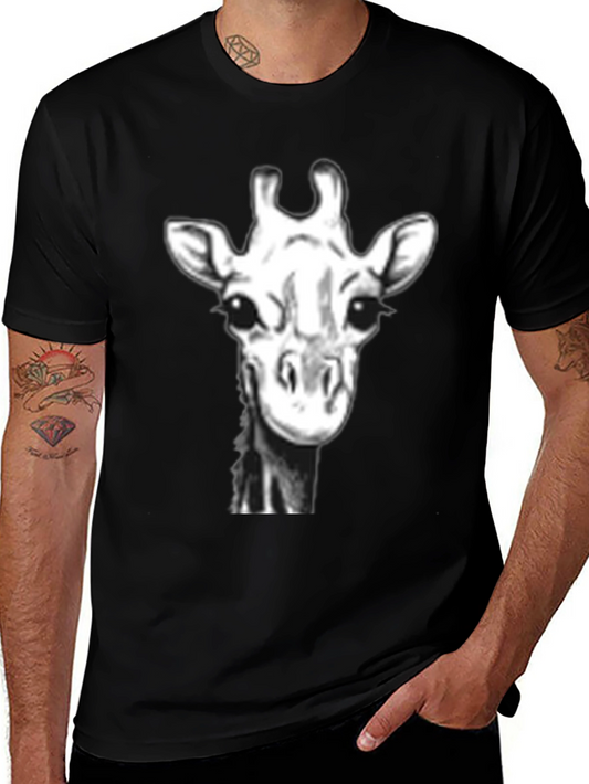 Giraffe Portrait Black T-Shirt
